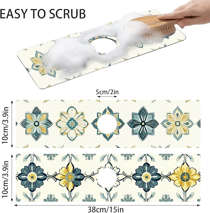 Bimkole 2 PCS Faucet Absorbent Mat, Kitchen Faucet Sink Splash Guard Wraparound - Image 2