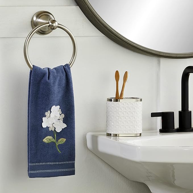 SKL Home Farm Hydrangea 100% Cotton 3D Embroidered 2pc Hand Towel Set, - Image 6