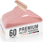 HOUSE DAY Pink Velvet Hangers 60 Pack, Premium Non-Slip Felt Clothes, Sturdy by HOUSEDAY