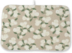 Beige Dish Drying Mat 18x24 Inch Khaki Green Vintage Floral Hydrangea Flower by DAFENA