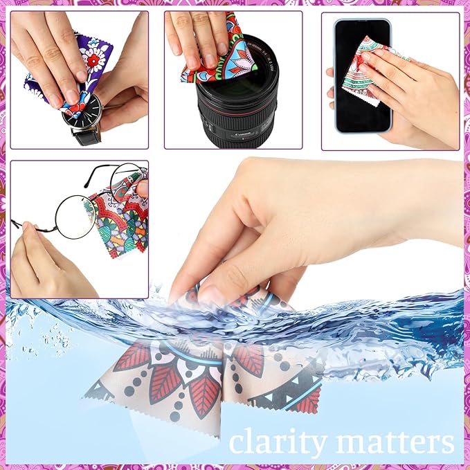 24 Pcs Mandala Eyeglasses Cleaning Cloths Microfiber Lens Cleaning Cloths Soft - Image 3