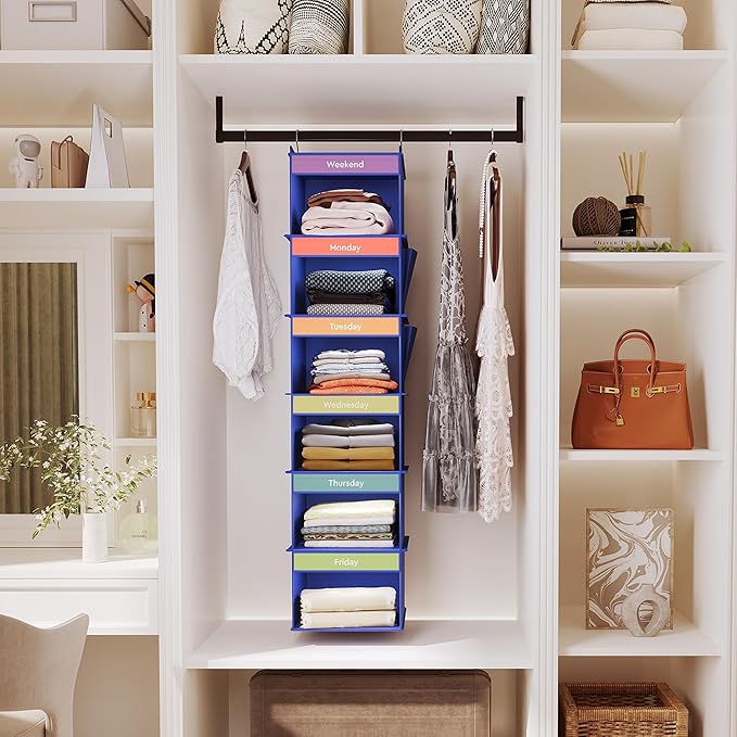 YOUDENOVA 6-Shelf Weekly Hanging Closet Organizer, Weekly Clothes Organizers - Image 2