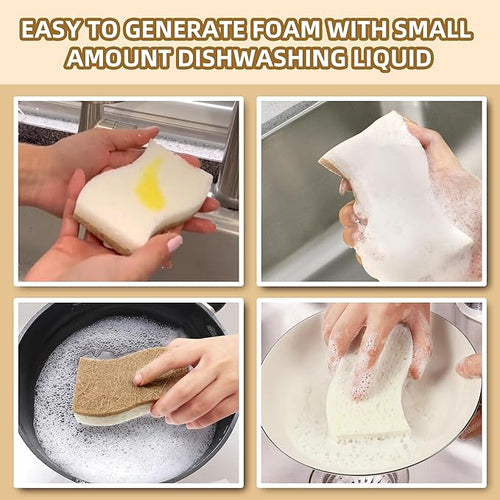 12 Pack Natural Kitchen Sponges, Biodegradable & Compostable | Non-Scratch - Image 2