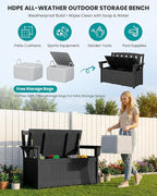 SERWALL HDPE Outdoor Storage Bench, All-Weather, UV-Resistant Deck Box with Waterproof Storage Bags, 57 Gallon Dual-Use Seat & Organizer Deck Boxes for Patio, Garden Tools & Pool (Matte Black) - Image 8