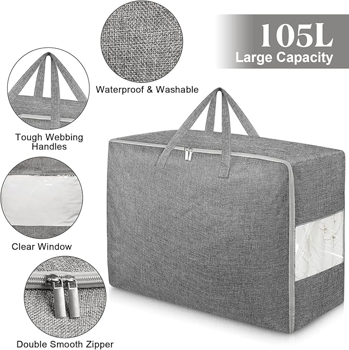 Extra Large Storage Bags, Folding Moving Comforter Blanket Storage Bags Closet - Image 3