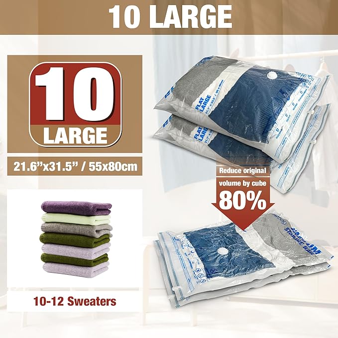 Vacuum Storage Bags, 10 Large Space Saver Vacuum Seal Bags, Space Bags - Image 2
