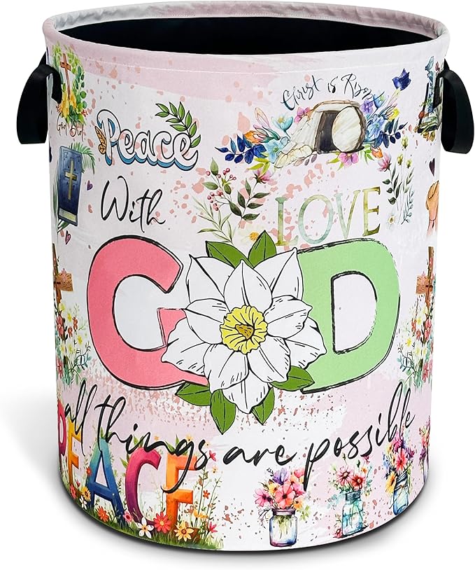 Christian Peace Laundry Basket God Bible Verse Oxford Cloth Laundry Hamper by Unknown