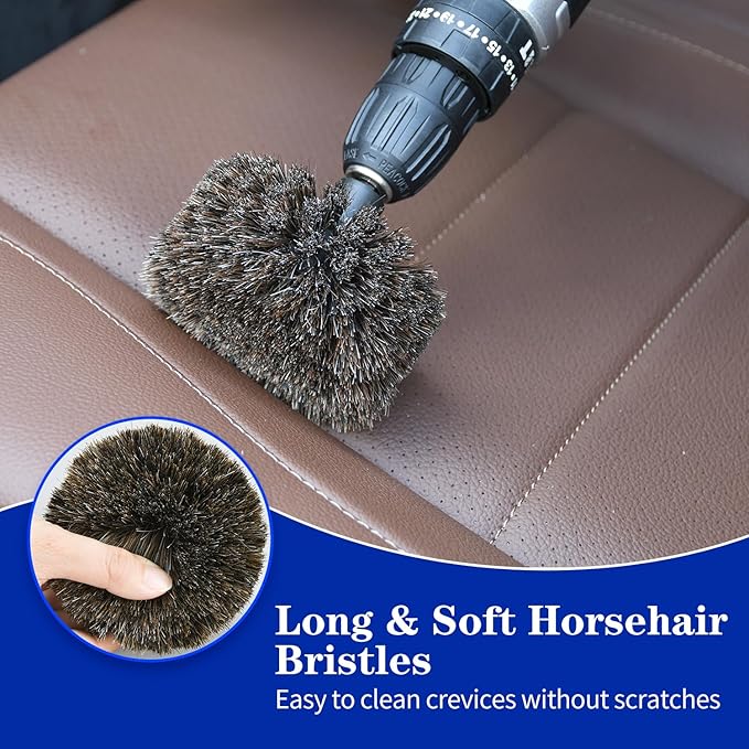 DkOvn Horse Hair Brush for Drill, for Leather, Car Interior, Car Wheel - Image 3