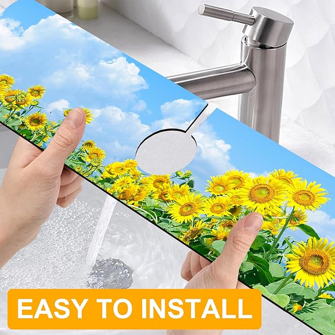 2 Pack Sunflower Field Sink Faucet Absorbing Mat Sunflowers Blooming Super - Image 4