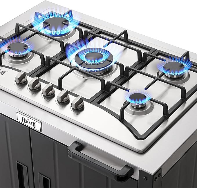 Gas Grill, Movable Outdoor Gas Stove Stainless Steel Top with Cabinet, 5 Burners with 36,200 BTUs, Outdoor Propane Grill for Outdoor Cooking, Ideal for Lawn & Garden, L35.4 x W24 - Image 6