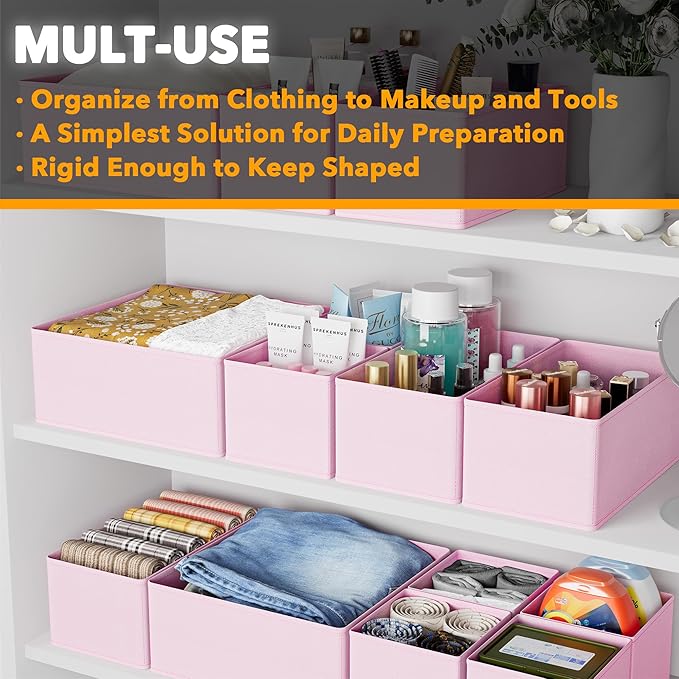 SpaceAid Drawer Organizer Clothes, 12 Pack Dresser Organizer Bins - Image 4