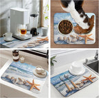 Summer Beach Dish Drying Mat for Kitchen Counter Starfish Coastal Shells - Image 7