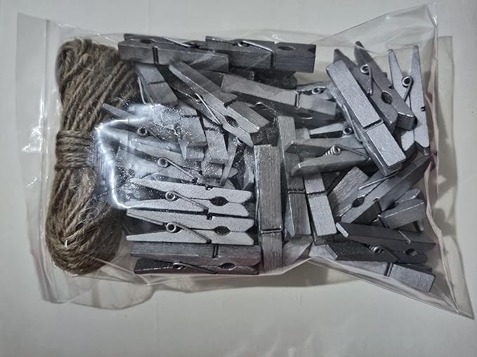 1.8 Inch Silver Wooden Clothespins Hold Picture Photo Clothesline Pins Hanging - Image 3