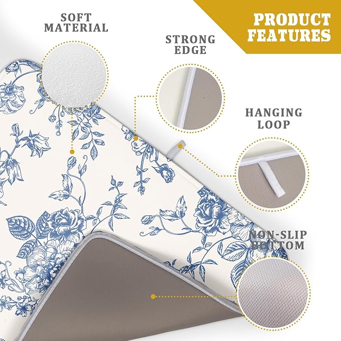 Vintage Blue Floral Dish Drying Mat - Image 4