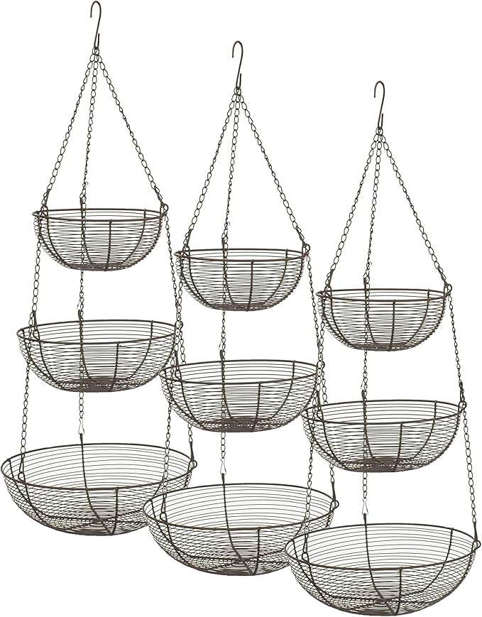 RSVP International Hanging Storage Collection 3-Tier Baskets, Bronze Woven Wire by RSVPInternational