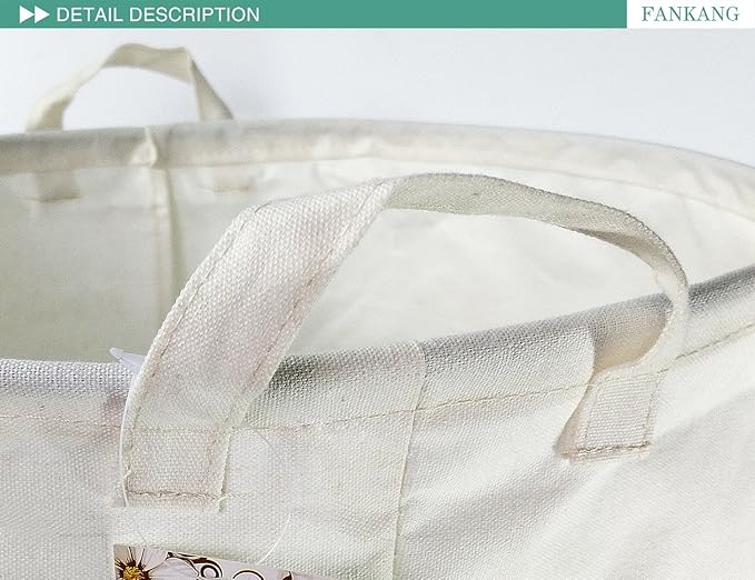 FANKANG Storage Basket, Nursery Hamper Canvas Laundry Basket Foldable - Image 3