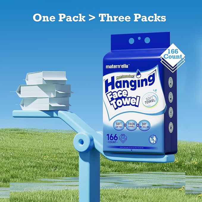 matern'ella Hanging Dry Wipes 166 Counts Face Towel Washcloth Facial Cleansing - Image 6
