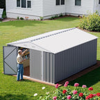 Greesum 10×14 FT Outdoor Storage Shed, Metal Storaged Sheds Without Floor, Tool Sheds with Lockable Doors and Sloping Roof for Garden, Patio, Gray - Image 7
