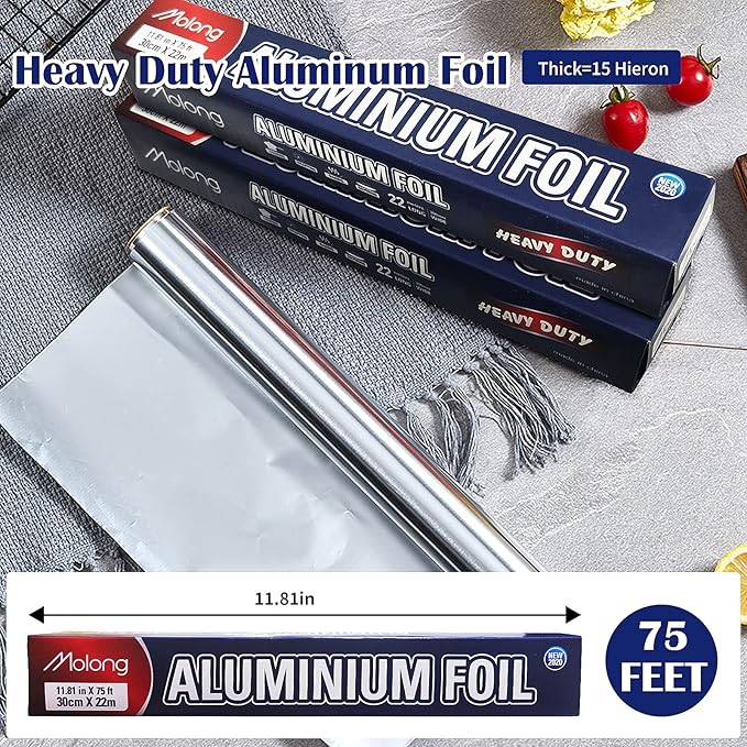 Aluminum Foil Wrap 75 Feet Long Heavy Duty Food Foil Wrap Kitchen Rap Suitable - Image 2