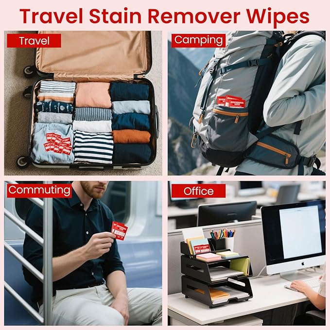 Stain Remover Wet Wipes Bulk, Individual Wrapped Clothes Portable Travel Messy - Image 6