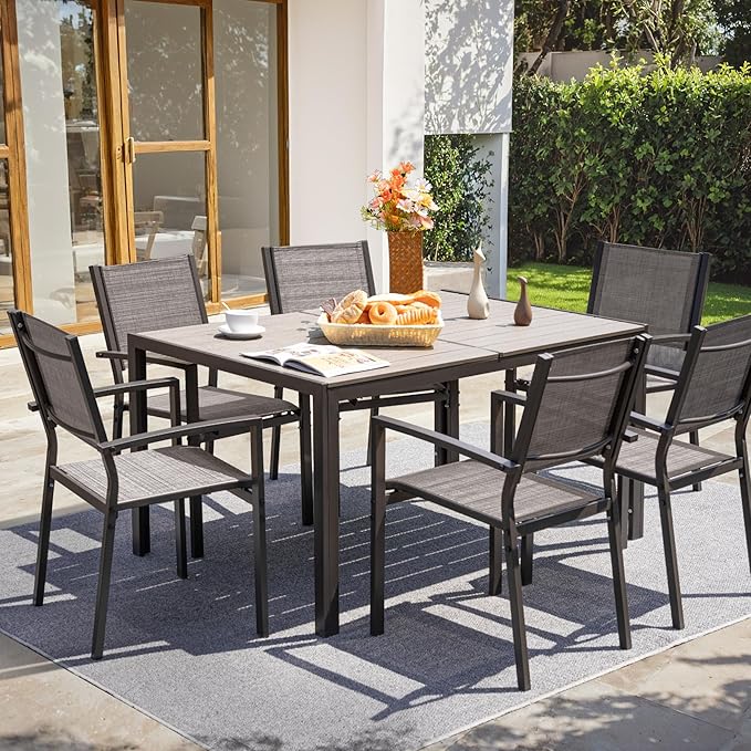 Flamaker Patio Chairs Textilene Outdoor Chairs Set of 6 Stackable Dining Chair for Backyard, Deck, Poolside (Grey) - Image 7
