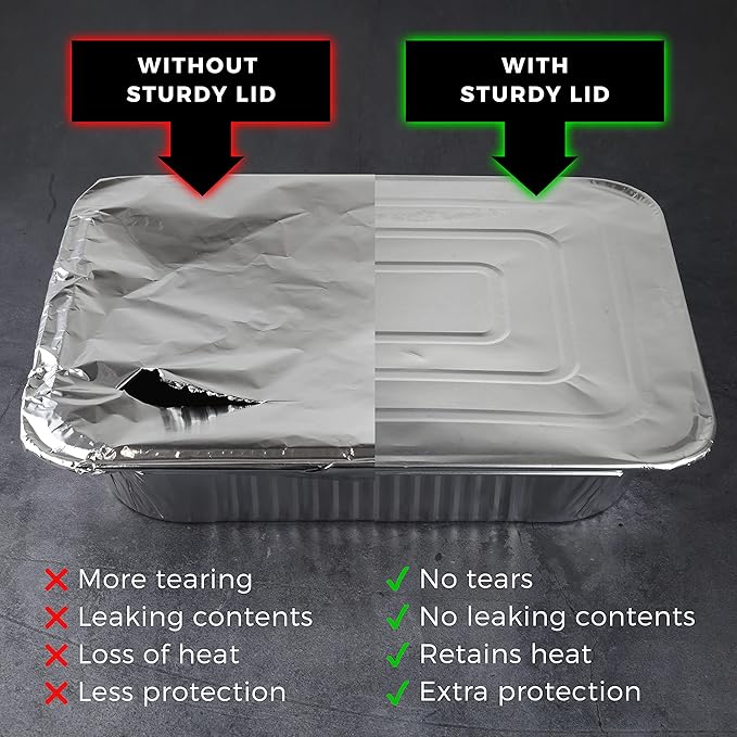 NYHI 9x13 Aluminum Pans With Lids, Disposable Half Size Steam Table Foil Pans - Image 4