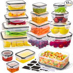 34 PCS Food Storage Containers by JSCARESFINDBEAUTYINLIFE