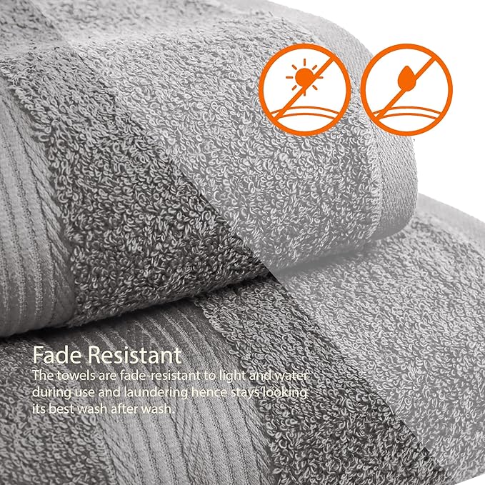 Amazon Basics 6-Piece Fade-Resistant 100% Cotton Towel Set - Image 6