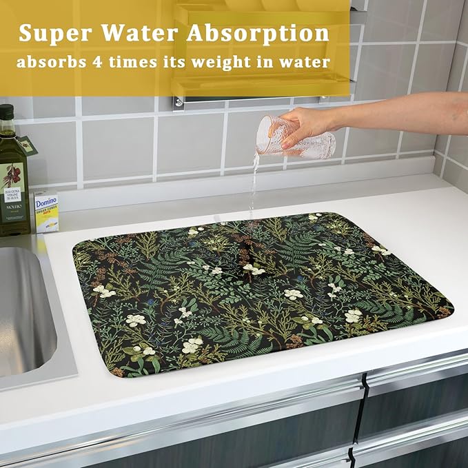 Black Sage Green Plant Dish Drying Pad 18 x 24 Inch - Image 7