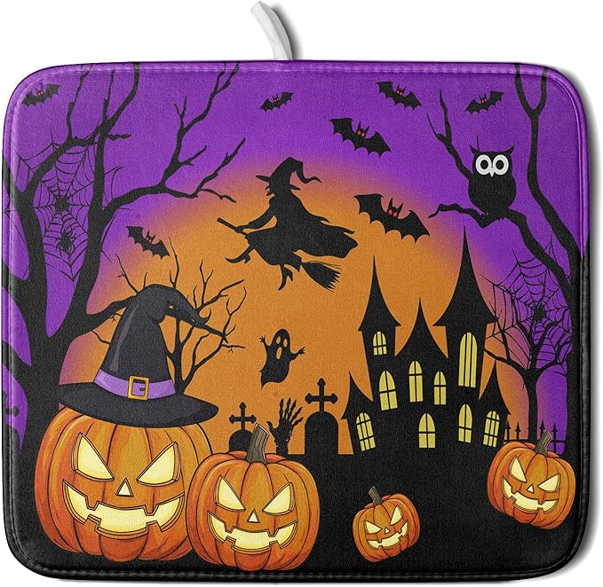 Happy Halloween Pumpkin Dish Drying Mat by Sweetshow