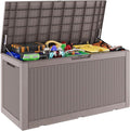Outdoor Storage Box, Resin Deck Boxes Indoor and outdoor, Waterproof Storage Box Lockable Lid (Grey, 101 Gallon) by NBYSGO