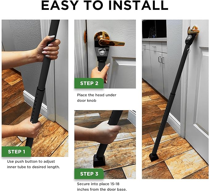 Sliding Door Security Bar, Door Jammer 2-in-1 Adjustable, Door Stoppers - Image 3