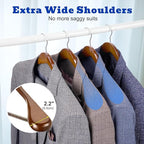 HOUSE DAY Wood Suit Hangers for Men, Smooth Wide Shoulder Wooden Hanger - Image 3