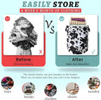 Retro Black White Cows Print Laundry Basket Foldable - Image 3