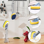 Dish Brush with Soap Dispenser Storage Set with 2 PCS Sponge Refills & Holder - Image 7