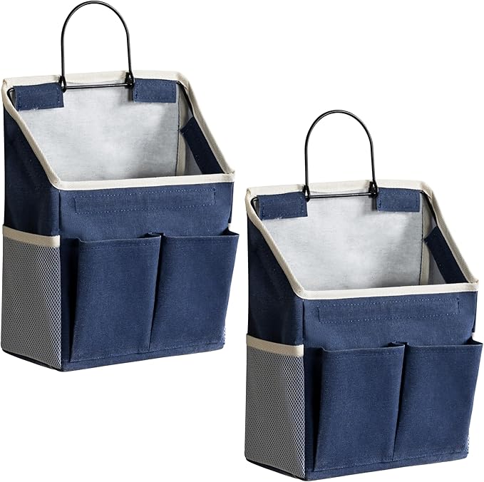 2pcs Wall Hanging Storage Bag, Small Door Closet Linen Fabric Pockets Organizer by HZZTYBRNY