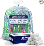 Plasticplace 55-60 gallon Trash Bags │ 1.5 Mil │ Clear Heavy Duty Garbage Can by Plasticplace