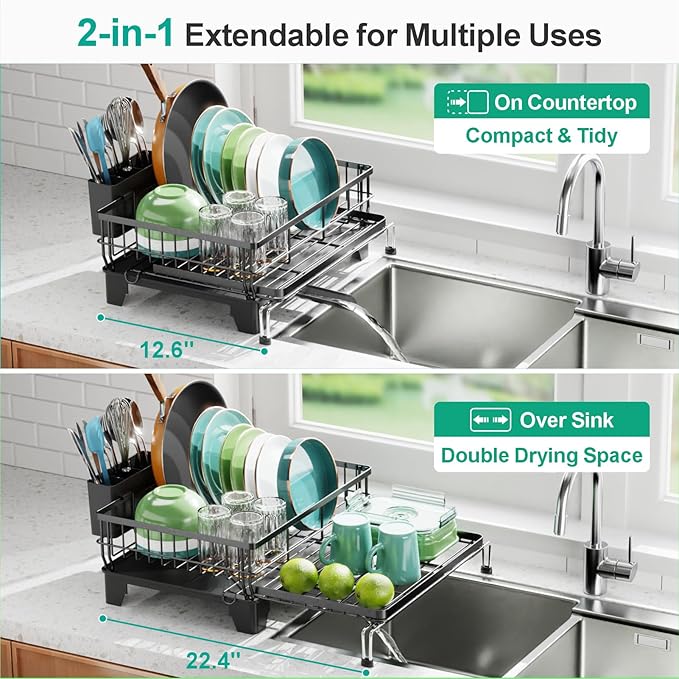 Swedecor Extendable Dish Drying Rack - Image 3