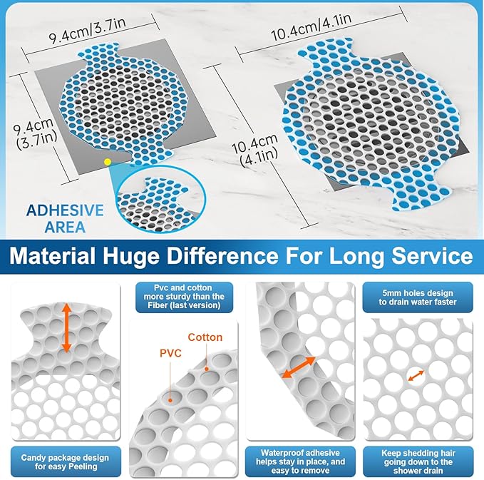 INVIHUG, 25 Pack, Disposable Shower Drain Hair Catcher Mesh Stickers, - Image 3