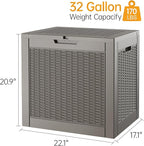 Outdoor Storage Box, Resin Deck Boxes Indoor and outdoor, Waterproof Storage Box Lockable Lid (Grey,32 Gallon) - Image 2