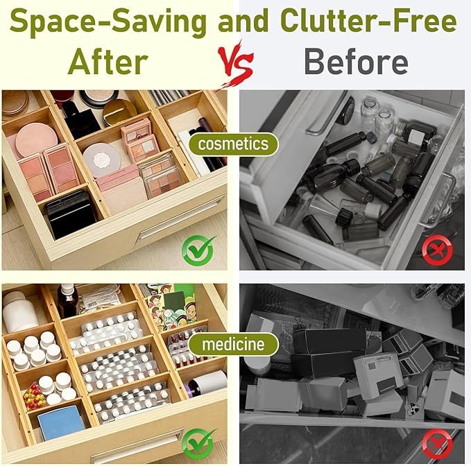 Whitmor Adjustable Bamboo Drawer Dividers, Expandable 17"-22" Drawer Organizer - Image 7