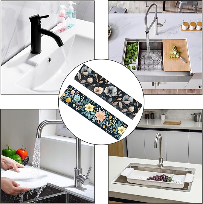 Bimkole 2 PCS Faucet Absorbent Mat, Kitchen Faucet Sink Splash Guard Wraparound - Image 7