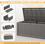 Outdoor Storage Box, Resin Deck Boxes Indoor and outdoor, Waterproof Storage Box Lockable Lid (Grey, 120 Gallon) - Image 6