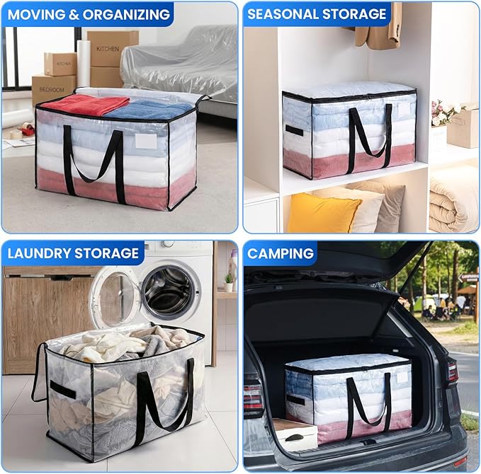 TAILI Extra Large Moving Bags, 10 Pack Clear Heavy Duty Totes - Image 8