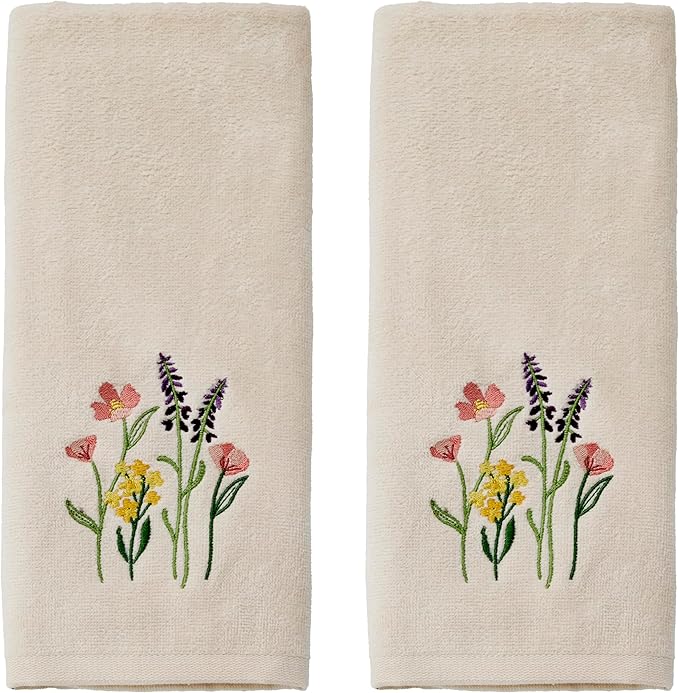 SKL Home Meadow Bouquet 100% Cotton Embroidered 2pc Hand Towel Set, Decorative by SKLHomebySaturdayKnightLtd