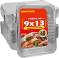 9x13 Aluminum Foil Pans with Lid, 20 Pack Disposable Trays Half Size Heavy Duty by Unknown