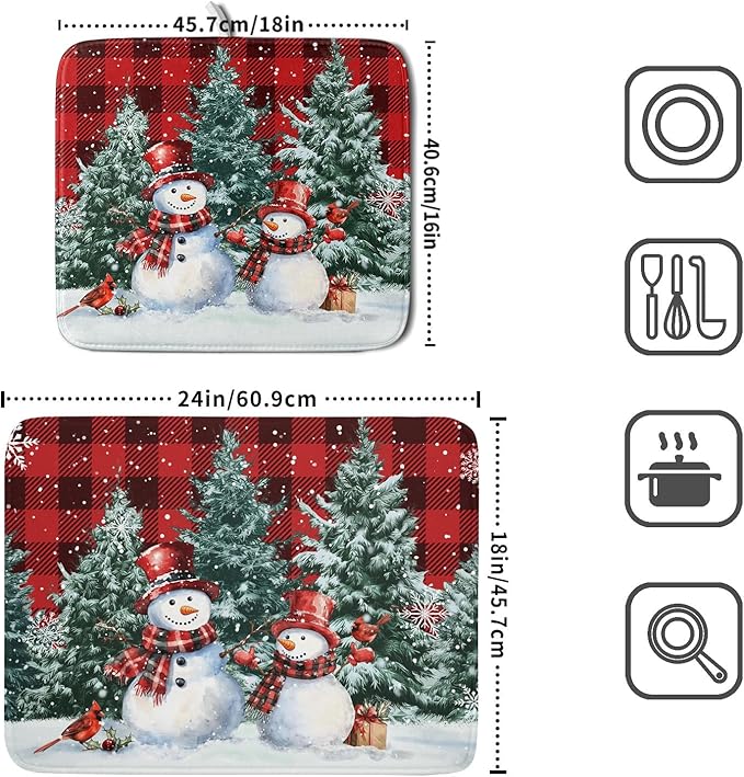 Christmas Snowman Dish Drying Mat - Image 2