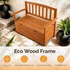 VINGLI Outdoor Storage Bench, Large Wood Deck Box with Seating, Weatherproof Outdoor Bench with Storage Loveseat, 2-Person Wooden Patio Bench for Entryway, Backyard, Garden - Image 5