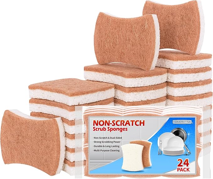 HOMERHYME Natural Dish Sponge 24 Pack, Non-Scratch Scrub Sponge, Eco by HOMERHYME