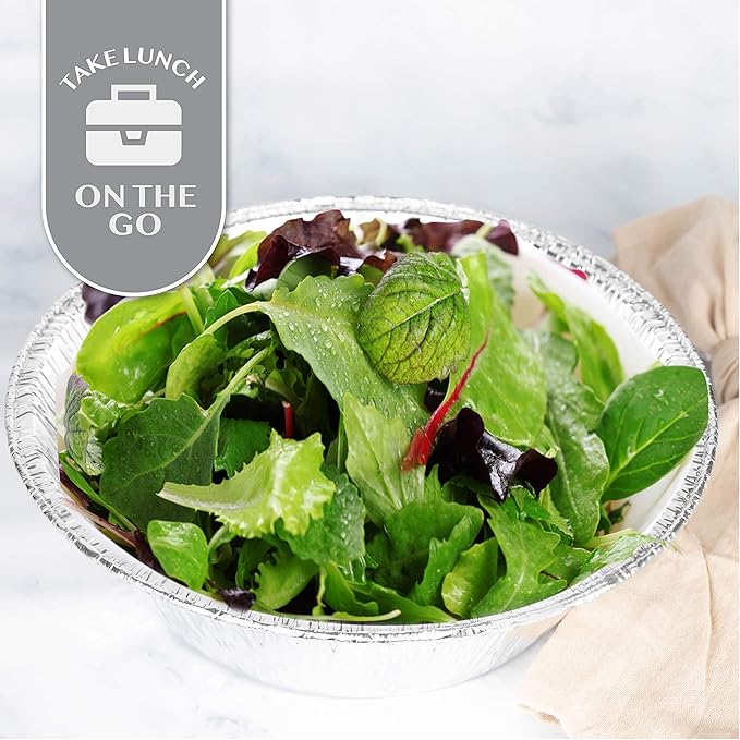 PLASTICPRO 10'' Inch Round Deep Tin Foil Pans Disposable Aluminum, Freezer & - Image 3